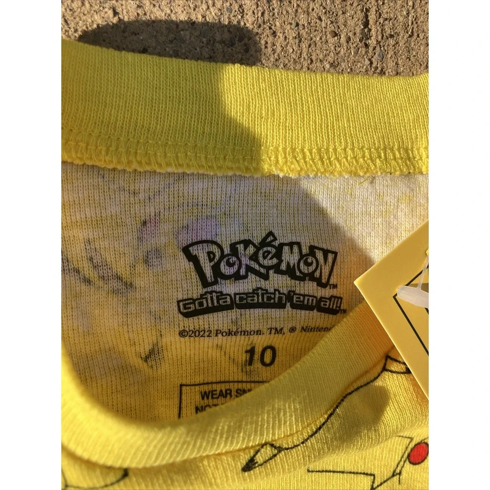 New Pikachu Pokémon PJ Pajama Shirt and Shorts set size 10 Lot Of 2 BNWT 100% Co